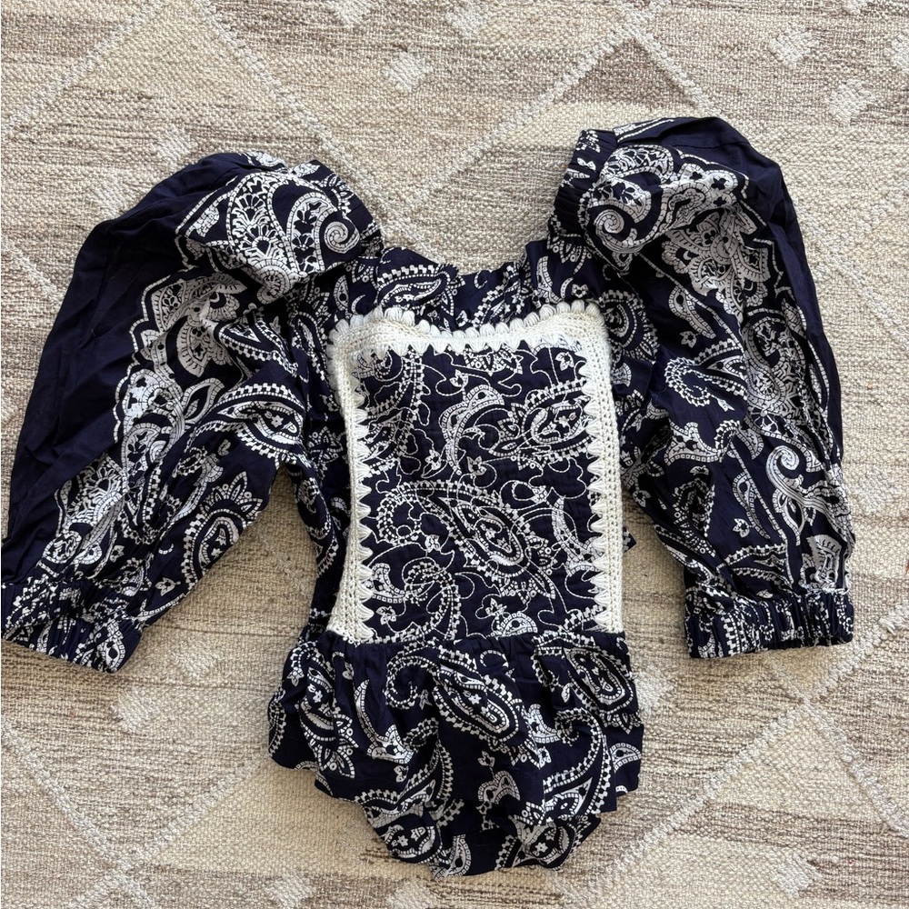 Sea New York navy and White Paisley Blouse